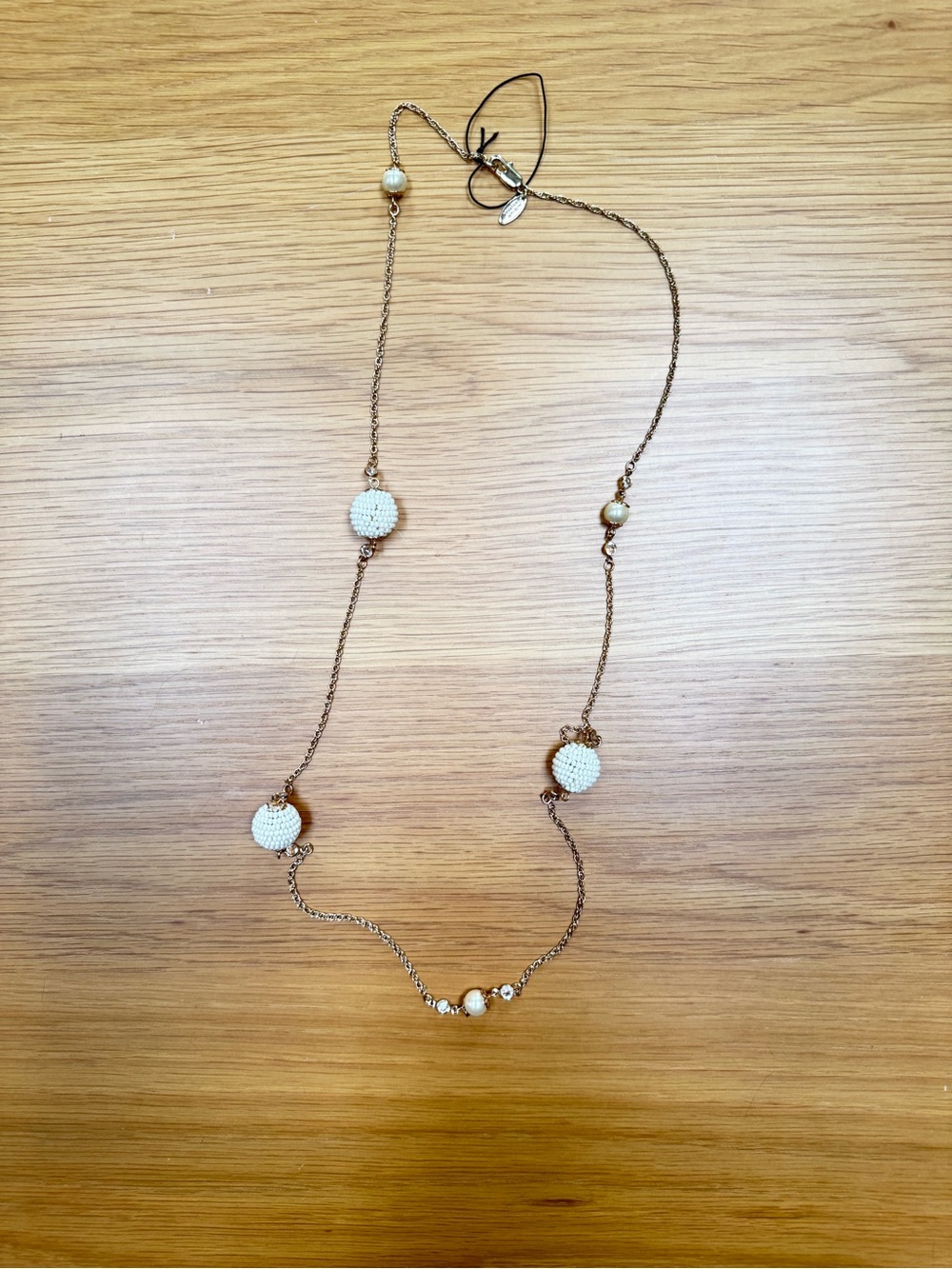 Miriam Haskell Gold-Tone Necklace with Ivory Beaded Orb Pendant Brand New - Picture 5 of 12